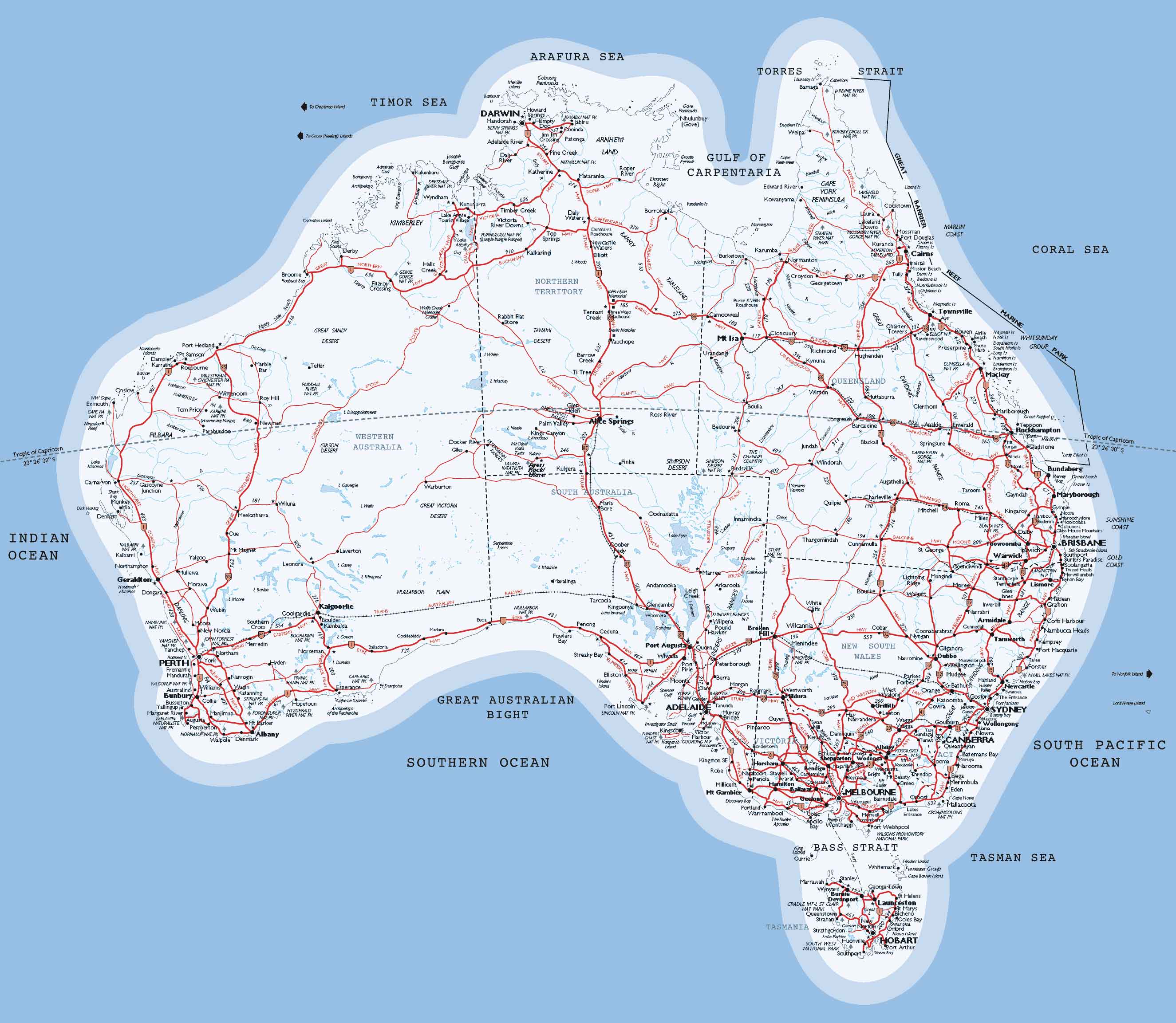 Большая административная карта Австралии. Map of Australia