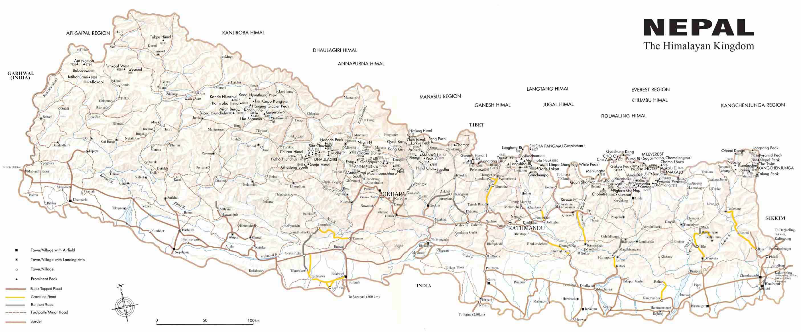 Большая административная карта Непала. Map of Nepal
