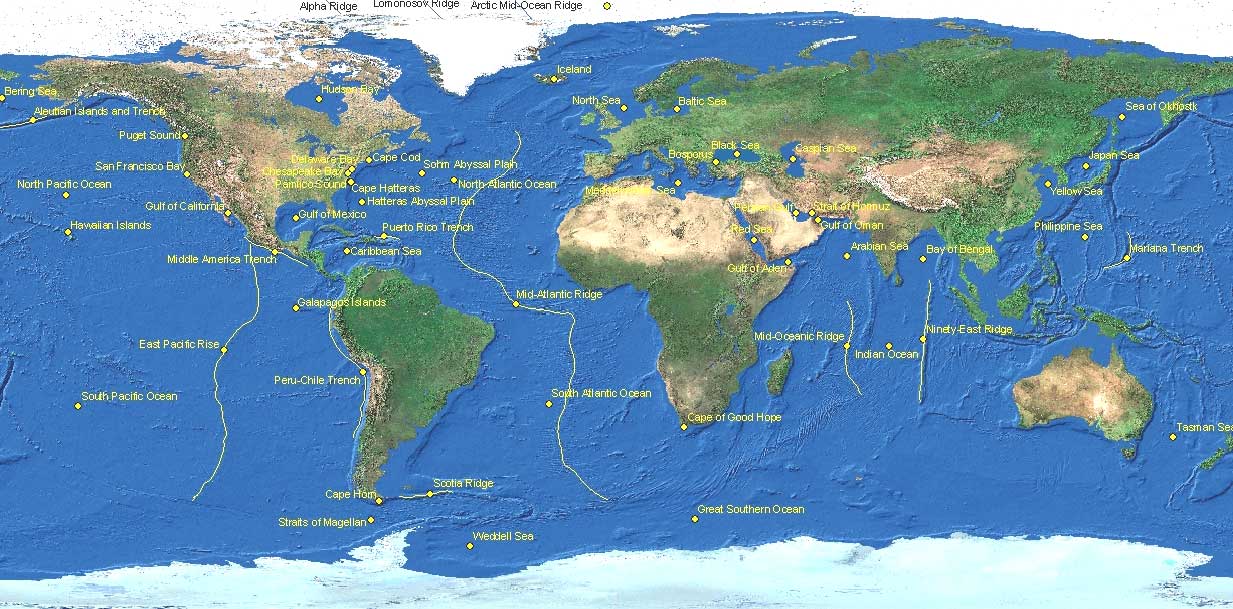 Большая административная карта Океана. Map of Ocean