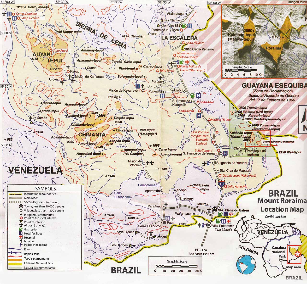 Большая ѐдминистративная карта Рораймы. Map of Venezuela