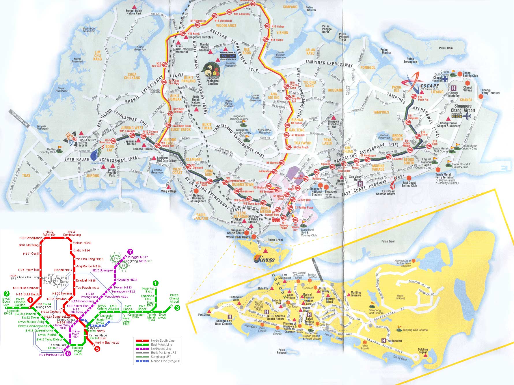 Большая административная карта Сингапура. Map of Singapore