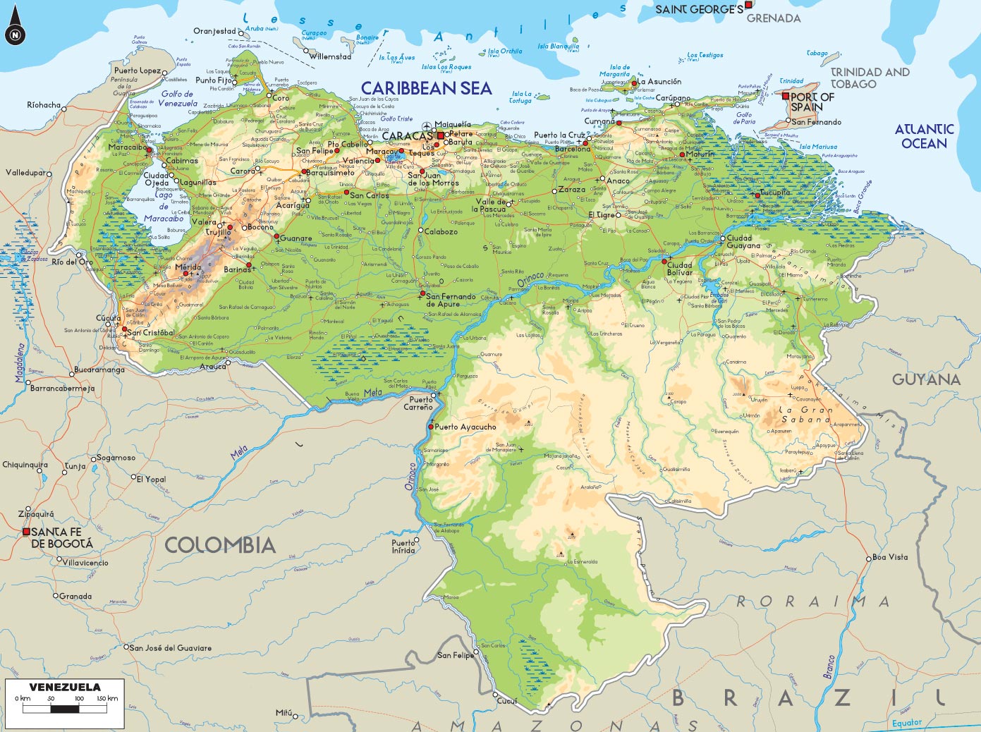 Административная карта Венесуэлы, Map of Venezuela. Библиотека карт