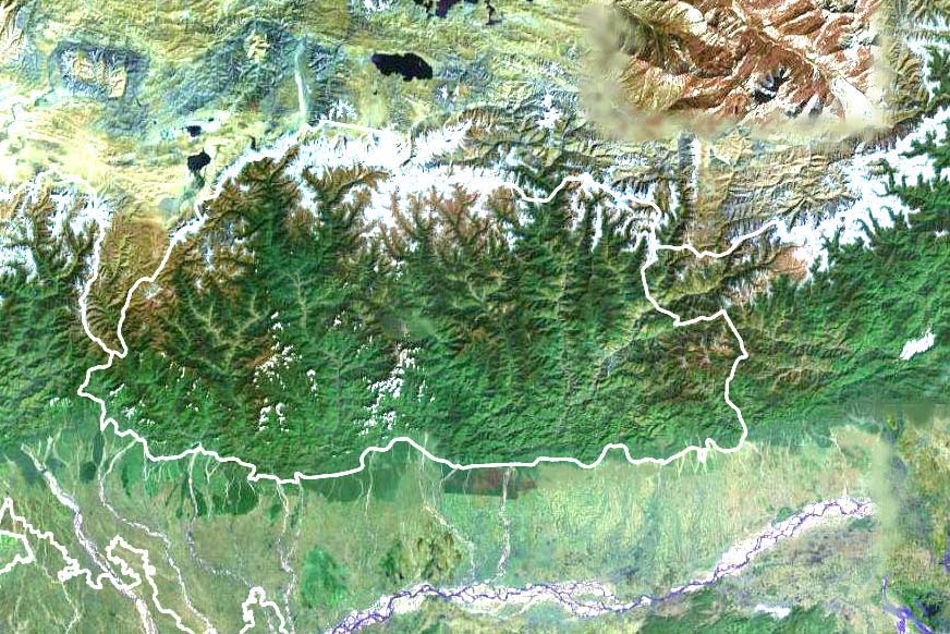 Большая карта Бутана. Map of Bhutan