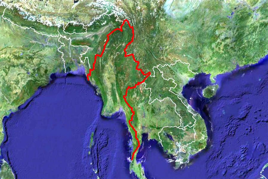 Большая карта Бирмы. Map of Burma