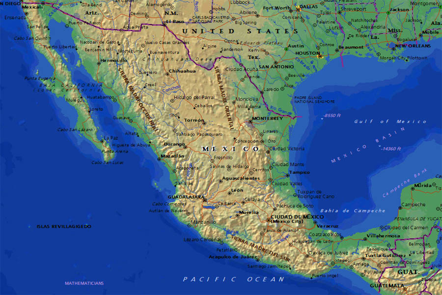 Большая карта Мексики. Map of Mexico