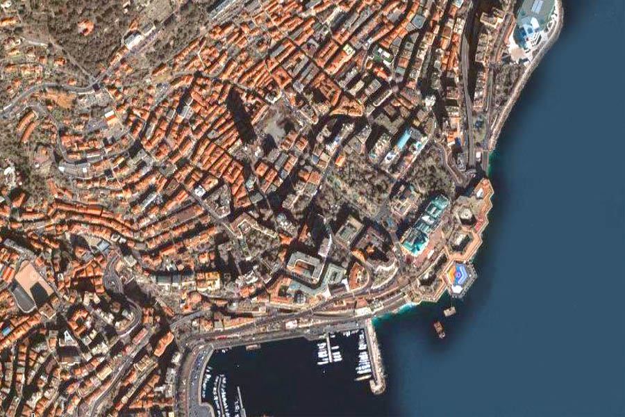 Большая ѡпутниковая карта Монако. Map of Monaco