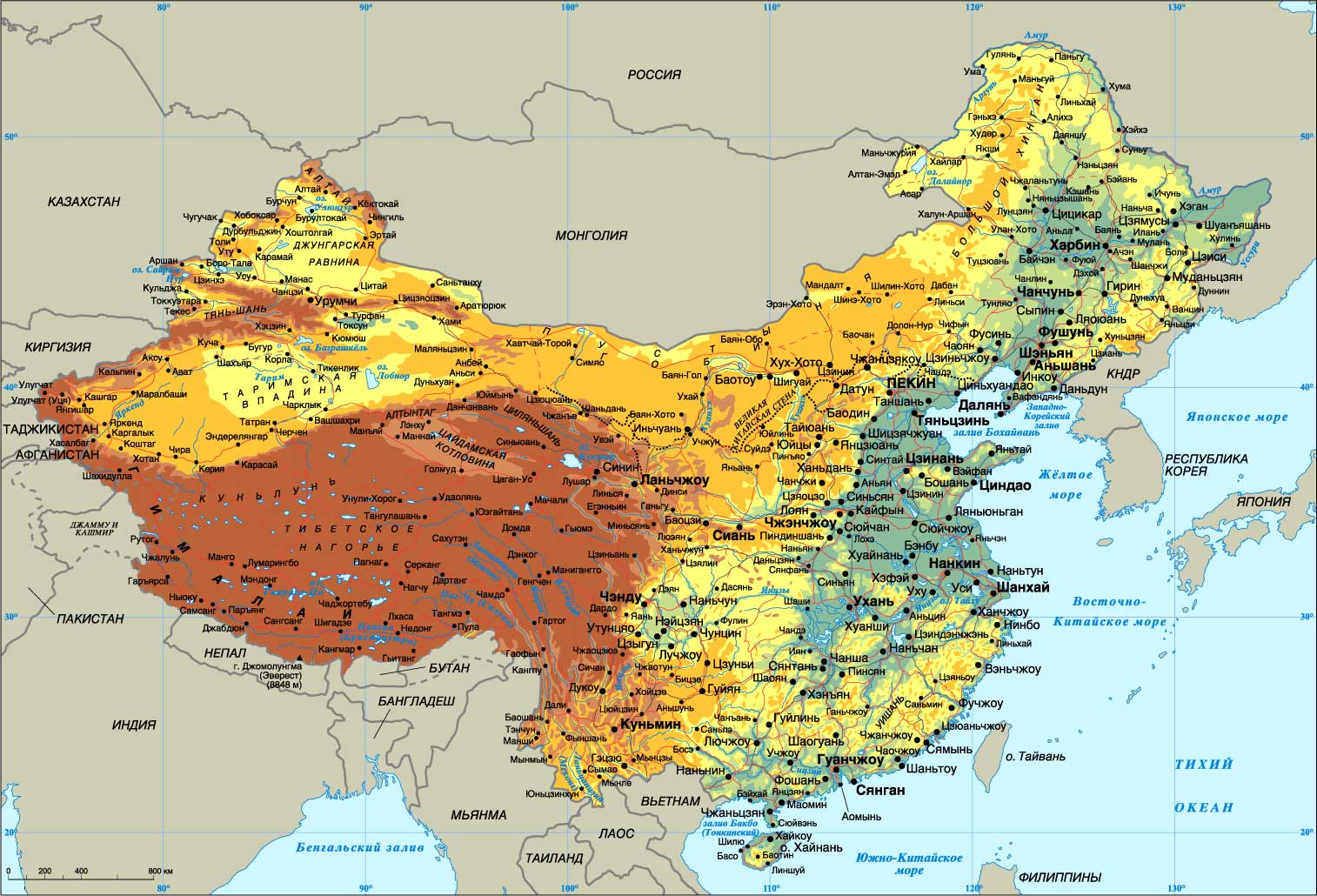 Большая административная карта Китая. Map of China