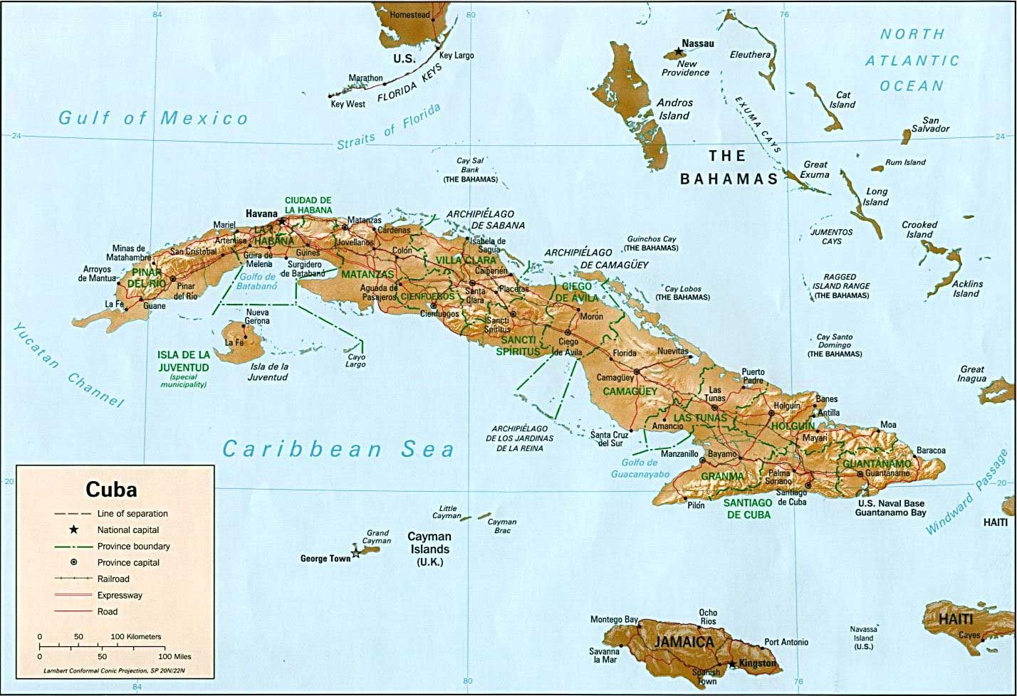 Большая административная карта Кубы. Map of Cuba