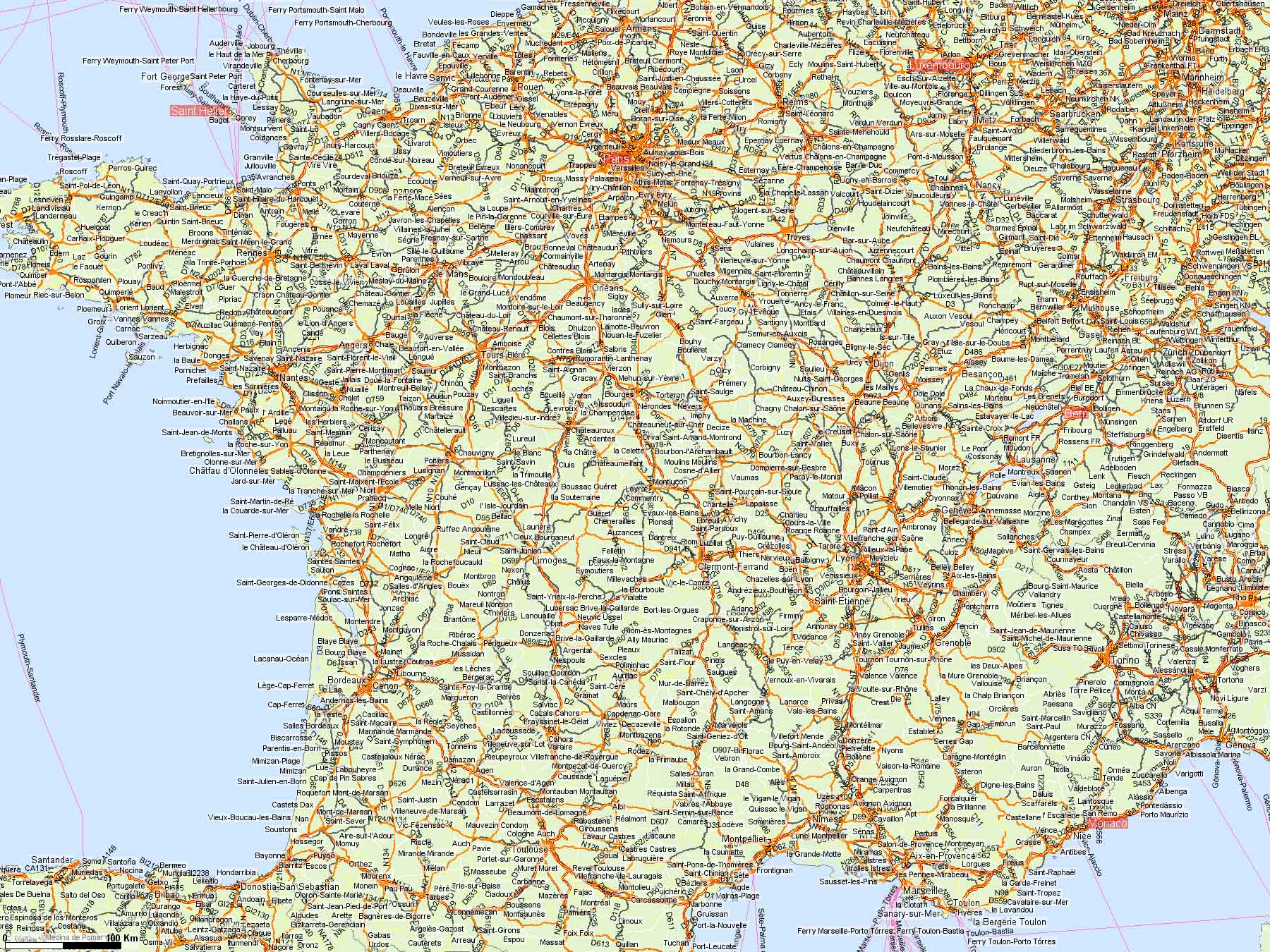 Большая административная карта Франции. Map of France