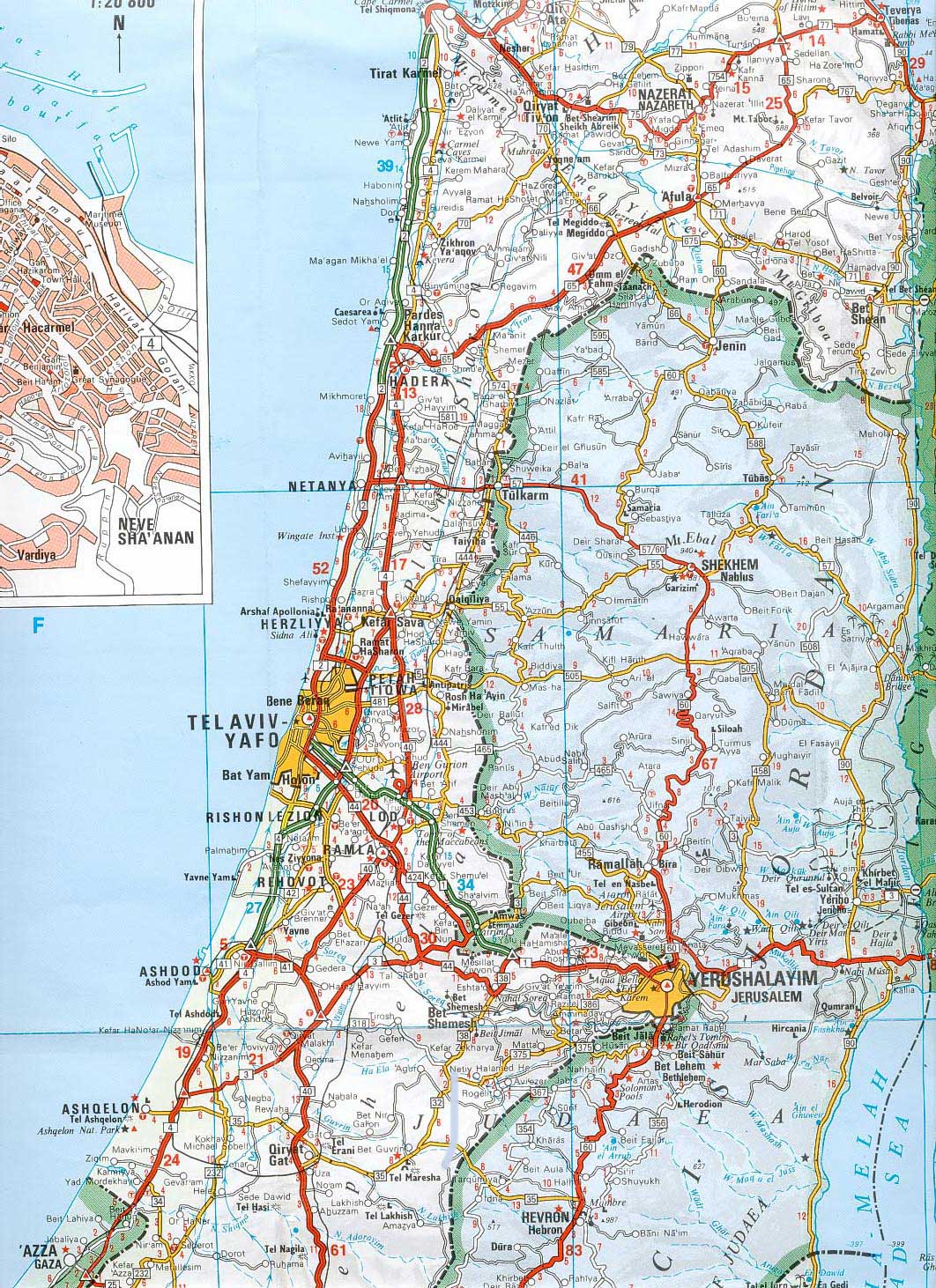 Большая административная карта Израиля. Map of Israel