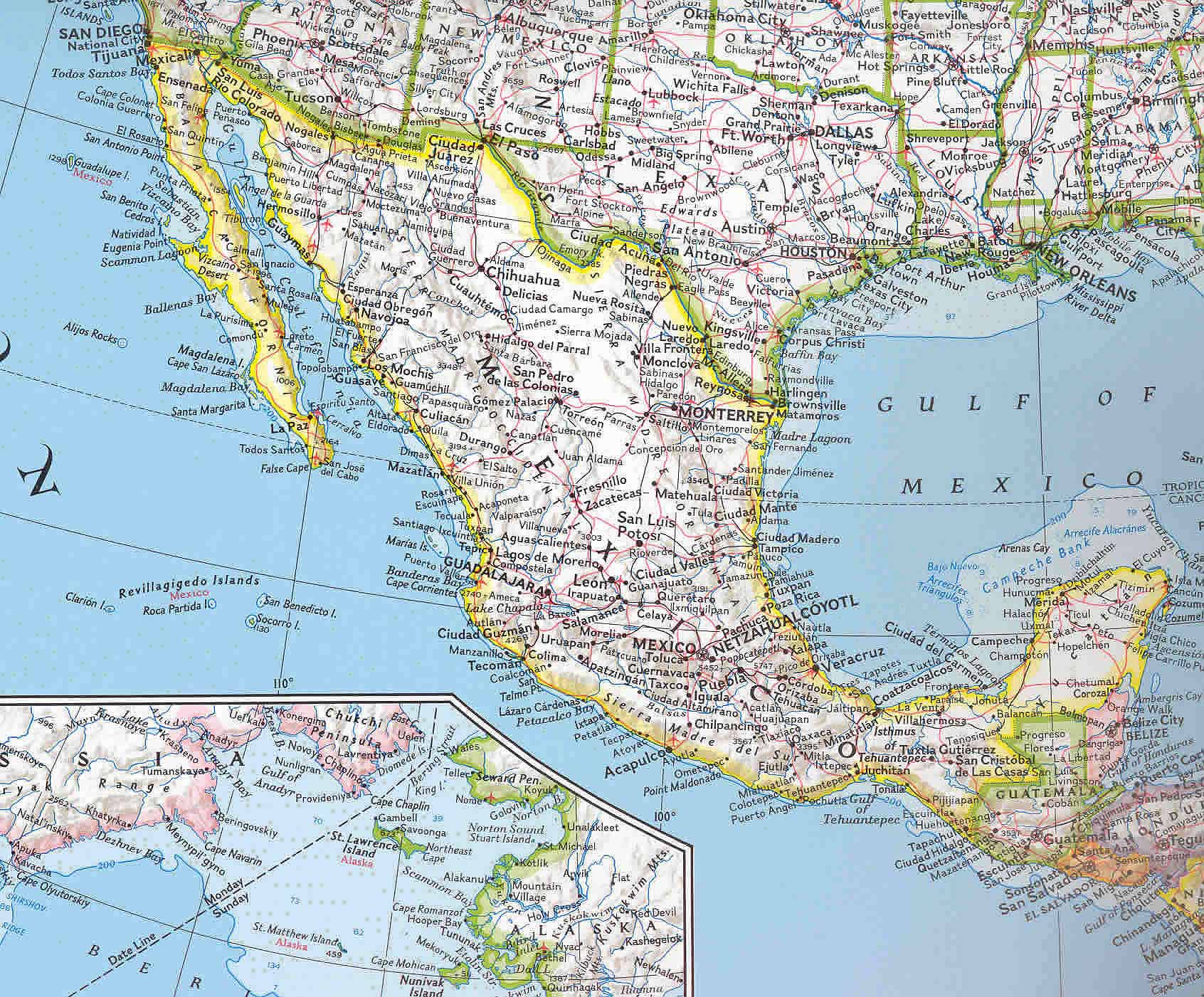 Большая административная карта Мексики. Map of Mexico