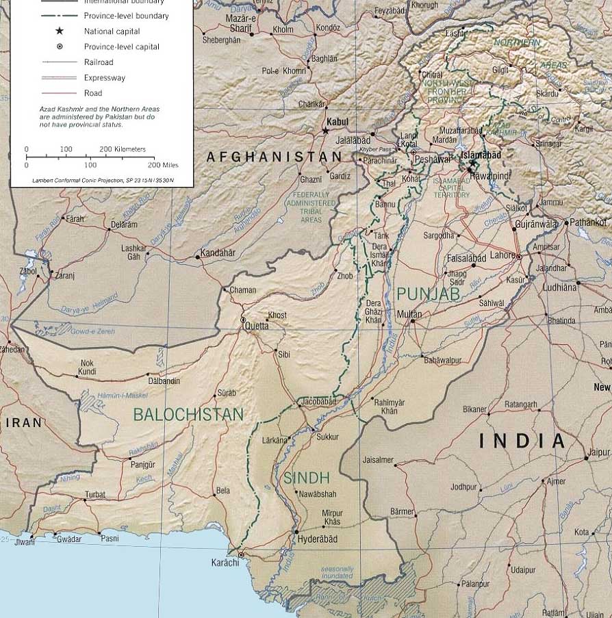 Большая административная карта Пакистана. Map of Pakistan