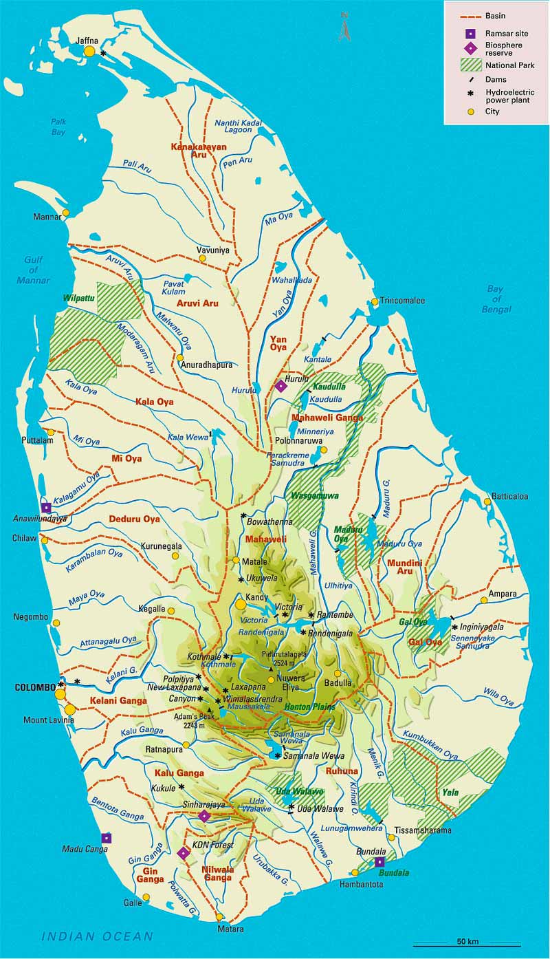 Большая административная карта Шри Ланки. Map of Sri-lanka