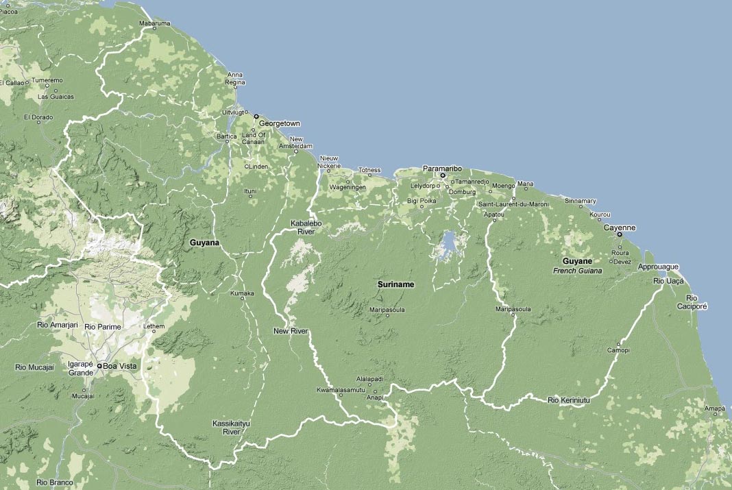 Большая карта Гайаны. Map of Guyana